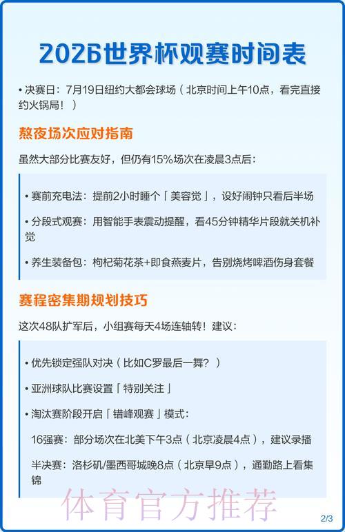 世界杯赛程安排深度解析：比赛时间对球迷观赛体验的影响与挑战